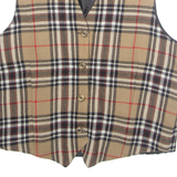 Mens Waistcoat Brown Wool Plaid S