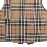 Mens Waistcoat Brown Wool Plaid S