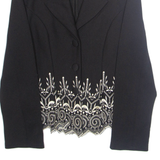 FAUST JUNIOR Womens Blazer Jacket Black Floral M