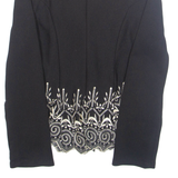 FAUST JUNIOR Womens Blazer Jacket Black Floral M