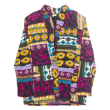 KARIBO Womens Blazer Jacket Purple Crazy Pattern L