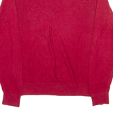 TOMMY HILFIGER Mens Jumper Red V-Neck Tight Knit M