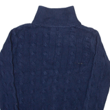 POLO RALPH LAUREN Womens Jumper Blue 1/4 Zip Cable Knit S