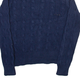 POLO RALPH LAUREN Womens Jumper Blue 1/4 Zip Cable Knit S
