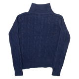 POLO RALPH LAUREN Womens Jumper Blue 1/4 Zip Cable Knit S