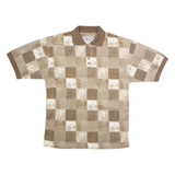 BLUE JEANS Mens Polo Shirt Brown 90s Check M