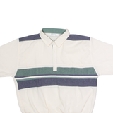 ALEXXIS Mens Polo Shirt Cream 80s Colourblock L