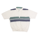 ALEXXIS Mens Polo Shirt Cream 80s Colourblock L