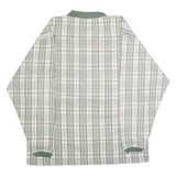 BLUE JEANS Mens Polo Shirt Cream 90s Check Long Sleeve L