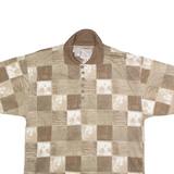 BLUE JEANS Mens Polo Shirt Brown 90s Check L