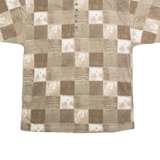 BLUE JEANS Mens Polo Shirt Brown 90s Check L