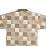 BLUE JEANS Mens Polo Shirt Brown 90s Check L