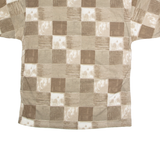 BLUE JEANS Mens Polo Shirt Brown 90s Check L