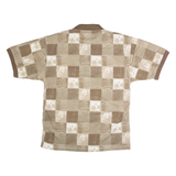 BLUE JEANS Mens Polo Shirt Brown 90s Check L