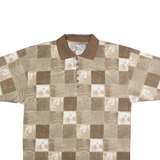 BLUE JEANS Mens Polo Shirt Brown 90s Check M