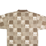 BLUE JEANS Mens Polo Shirt Brown 90s Check M