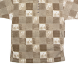 BLUE JEANS Mens Polo Shirt Brown 90s Check M
