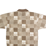 BLUE JEANS Mens Polo Shirt Brown 90s Check M