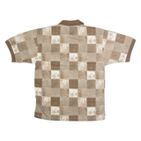 BLUE JEANS Mens Polo Shirt Brown 90s Check M