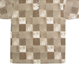 BLUE JEANS Mens Polo Shirt Brown 90s Check M