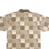BLUE JEANS Mens Polo Shirt Brown 90s Check M