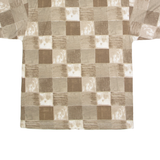 BLUE JEANS Mens Polo Shirt Brown 90s Check M