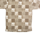 BLUE JEANS Mens Polo Shirt Brown 90s Check M
