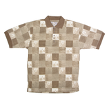 BLUE JEANS Mens Polo Shirt Brown 90s Check M