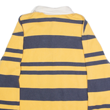 EDDIE BAUER Mens Polo Shirt Yellow 90s Striped Long Sleeve L