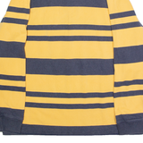 EDDIE BAUER Mens Polo Shirt Yellow 90s Striped Long Sleeve L