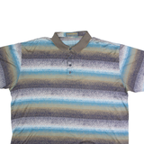 DESCENTE Mens Polo Shirt Blue 90s Striped 3XL