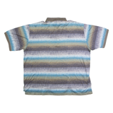 DESCENTE Mens Polo Shirt Blue 90s Striped 3XL
