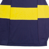 GREY THREADS Mens Polo Shirt Blue 90s Colourblock Long Sleeve L