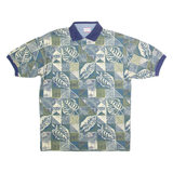 BUGLE BOY Mens Polo Shirt Green 90s Crazy Pattern M