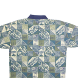 BUGLE BOY Mens Polo Shirt Green 90s Crazy Pattern M