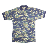 TOMMY BAHAMA Hawaiian Mens Polo Shirt Blue 90s Floral S