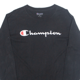 CHAMPION Mens T-Shirt Black Long Sleeve M