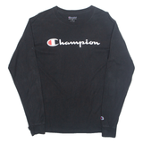 CHAMPION Mens T-Shirt Black Long Sleeve M
