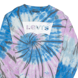 LEVI'S Tie Dye Mens T-Shirt Blue Long Sleeve M