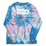 LEVI'S Tie Dye Mens T-Shirt Blue Long Sleeve M