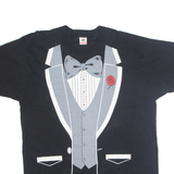 FRUIT OF THE LOOM Formal Not Formal Suit Print Mens T-Shirt Black XL