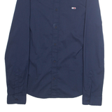TOMMY HILFIGER Skinny Fit Womens Plain Shirt Blue Long Sleeve S