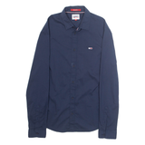 TOMMY HILFIGER Skinny Fit Womens Plain Shirt Blue Long Sleeve S
