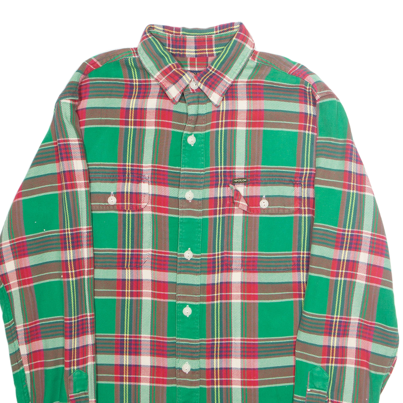 POLO RALPH LAUREN Mens Shirt Green Plaid Long Sleeve M