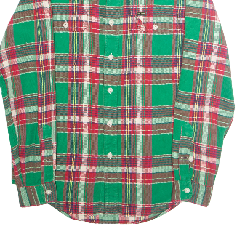 POLO RALPH LAUREN Mens Shirt Green Plaid Long Sleeve M