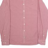 TOMMY HILFIGER Custom Fit Mens Shirt Red Gingham Long Sleeve L