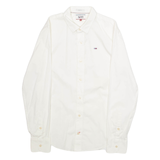 TOMMY HILFIGER Mens Plain Shirt White Long Sleeve S