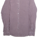 CALVIN KLEIN Slim Fit Mens Shirt Maroon Gingham Long Sleeve M