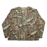MOSSY OAK Forest Camo Mens T-Shirt Beige Long Sleeve XL
