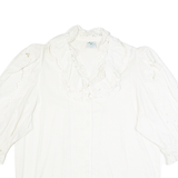 ATELIER RENEE Womens Shirt White V-Neck 3/4 Sleeve L